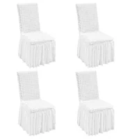 Huse-pentru-scaune-din-spandex-cu-fustă-4-bucăți-dimensiune-universală-culoare-albă