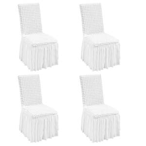 Huse-pentru-scaune-din-spandex-cu-fustă-4-bucăți-dimensiune-universală-culoare-albă