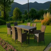 Set-de-grădină-de-lux-din-ratan-pentru-6-persoane-negru-sau-maro-cu-6-scaune-și-masă-cu-blat-de-sticlă