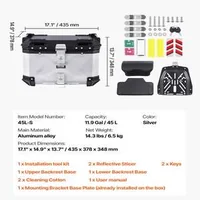 Cutie-pentru-motocicletă-Top-Case-45-l-din-aliaj-de-aluminiu-cu-încuietoare-și-spătar