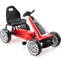 Kart-pentru-copii-cu-pedale-4-roți-scaun-reglabil-și-frână-de-mână-roșu
