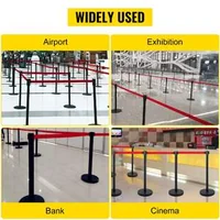 Set-de-6-stâlpi-negri-pentru-delimitare-și-organizarea-cozilor-cu-bandă-retractabilă-roșie-de-2-m-și-bază-din-cauciuc