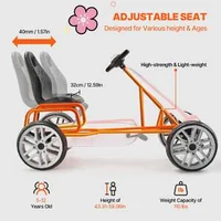 Kart-pentru-copii-cu-pedale-4-roți-scaun-reglabil-și-frână-de-mână-roșu