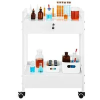 Cărucior-medical-mobil-cu-două-tăvi-două-sertare-și-încuietoare