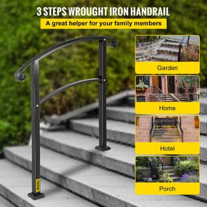 Balustradă-pentru-trepte-exterioare-din-fier-forjat-pentru-1-3-trepte-neagră-mată-cu-kit-de-montaj