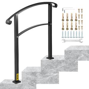 Balustradă-pentru-trepte-exterioare-din-fier-forjat-pentru-1-3-trepte-neagră-mată-cu-kit-de-montaj