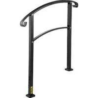 Balustradă-pentru-trepte-exterioare-din-fier-forjat-pentru-1-3-trepte-neagră-mată-cu-kit-de-montaj