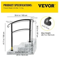 Balustradă-pentru-trepte-exterioare-din-fier-forjat-pentru-1-3-trepte-neagră-mată-cu-kit-de-montaj