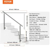 Balustradă-pentru-scări-exterioare-150-cm-montaj-lateral-oțel-inoxidabil
