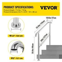 Balustradă-pentru-4-5-trepte-oțel-inoxidabil-304-capacitate-portantă-200-kg-unghi-0-45