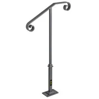 Balustradă-cu-o-coloană-pentru-1-2-trepte-din-fier-forjat-gri-închis
