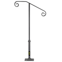Balustradă-cu-o-coloană-pentru-1-2-trepte-din-fier-forjat-gri-închis