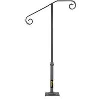Balustradă-cu-o-coloană-pentru-1-2-trepte-din-fier-forjat-gri-închis