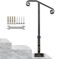 Balustradă-cu-o-coloană-pentru-1-2-trepte-din-fier-forjat-gri-închis