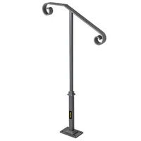 Balustradă-cu-o-coloană-pentru-1-2-trepte-din-fier-forjat-gri-închis