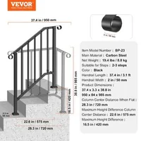 Balustradă-pentru-2-3-trepte-din-oțel-carbon-negru-cu-design-retro-arcuit