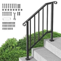 Balustradă-pentru-2-3-trepte-din-oțel-carbon-negru-cu-design-retro-arcuit