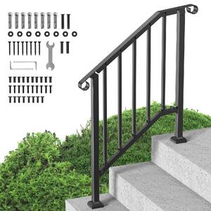 Balustradă-pentru-2-3-trepte-din-oțel-carbon-negru-cu-design-retro-arcuit
