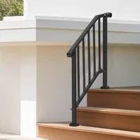 Balustradă-pentru-2-3-trepte-din-oțel-carbon-negru-cu-design-retro-arcuit