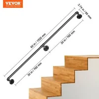 Mână-curentă-tubulară-de-perete-152-cm-din-oțel-carbon-negru-mat