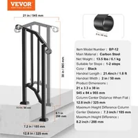 Balustradă-pentru-1-2-trepte-exterioare-din-oțel-negru-21-4-cm