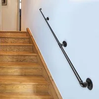 Mână-curentă-pentru-scări-8-picioare-țeavă-de-32-mm-din-oțel-negru-pentru-montare-pe-perete