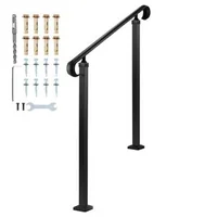 Balustradă-pentru-trepte-exterioare-2-3-trepte-reglabilă-oțel-negru-set-de-montaj