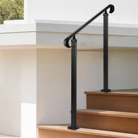 Balustradă-pentru-trepte-exterioare-2-3-trepte-reglabilă-oțel-negru-set-de-montaj