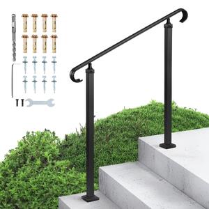 Balustradă-pentru-trepte-exterioare-2-3-trepte-reglabilă-oțel-negru-set-de-montaj