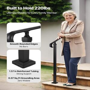 Balustradă-pentru-trepte-exterioare-2-3-trepte-reglabilă-oțel-negru-set-de-montaj
