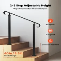 Balustradă-pentru-trepte-exterioare-2-3-trepte-reglabilă-oțel-negru-set-de-montaj