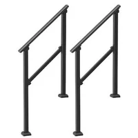 Balustradă-pentru-trepte-exterioare-2-3-trepte-2-bucăți-oțel-negru-țeavă-pătrată