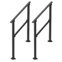 Balustradă-pentru-trepte-exterioare-2-3-trepte-2-bucăți-oțel-negru-țeavă-pătrată
