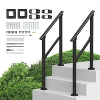 Balustradă-pentru-trepte-exterioare-2-3-trepte-2-bucăți-oțel-negru-țeavă-pătrată