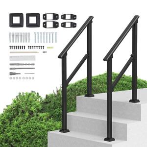 Balustradă-pentru-trepte-exterioare-2-3-trepte-2-bucăți-oțel-negru-țeavă-pătrată