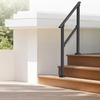 Balustradă-pentru-trepte-exterioare-2-3-trepte-2-bucăți-oțel-negru-țeavă-pătrată
