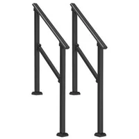 Balustradă-pentru-trepte-exterioare-2-3-trepte-2-bucăți-oțel-negru-țeavă-pătrată