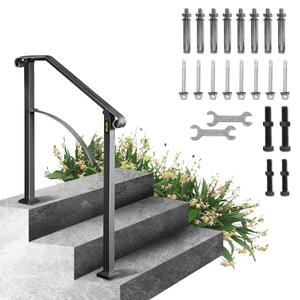 Balustradă-pentru-scări-exterioare-Arch-2-din-fier-forjat-neagră-pentru-2-3-trepte-design-elegant-capacitate-de-încărcare