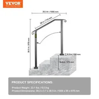Balustradă-pentru-scări-exterioare-Arch-2-din-fier-forjat-neagră-pentru-2-3-trepte-design-elegant-capacitate-de-încărcare