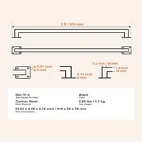 Balustradă-pentru-rafturi-91-cm-oțel-negru-țeavă-pătrată-capacitate-113-kg