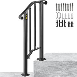 Balustradă-cu-elemente-decorative-pentru-1-treaptă-fier-forjat-neagră