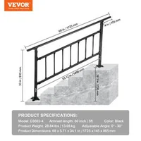 Balustradă-pentru-1-4-trepte-din-fier-forjat-neagră-capacitate-de-300-kg