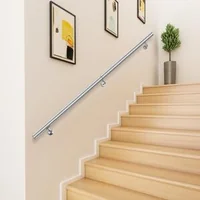 Balustradă-din-oțel-inoxidabil-304-lungime-183-cm-montaj-pe-perete-3-console-argintie