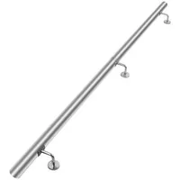 Balustradă-din-oțel-inoxidabil-304-lungime-183-cm-montaj-pe-perete-3-console-argintie