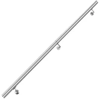 Balustradă-din-oțel-inoxidabil-304-lungime-183-cm-montaj-pe-perete-3-console-argintie
