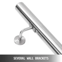 Balustradă-din-oțel-inoxidabil-304-lungime-183-cm-montaj-pe-perete-3-console-argintie