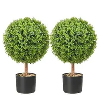 Topiari-artificiali-din-cimișir-61-cm-set-de-2-bucăți-formă-de-bilă-cu-ghivece-protecție-UV