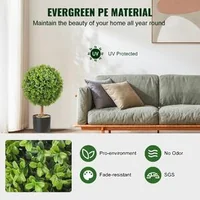 Topiari-artificiali-din-cimișir-61-cm-set-de-2-bucăți-formă-de-bilă-cu-ghivece-protecție-UV