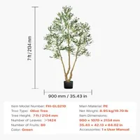 Copac-artificial-de-măslin-213-4-cm-cu-ghiveci-negru-cu-peste-1424-frunze-și-80-de-fructe
