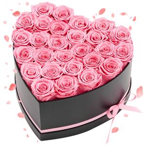 Trandafiri-roz-eterni-27-trandafiri-conservați-într-o-cutie-în-formă-de-inimă-roz